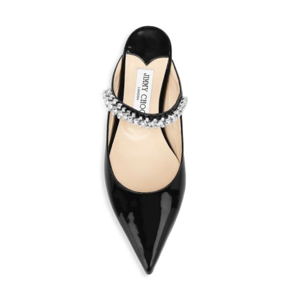 Jimmy Choo Bing Embellished Patent Leather Flat Mules